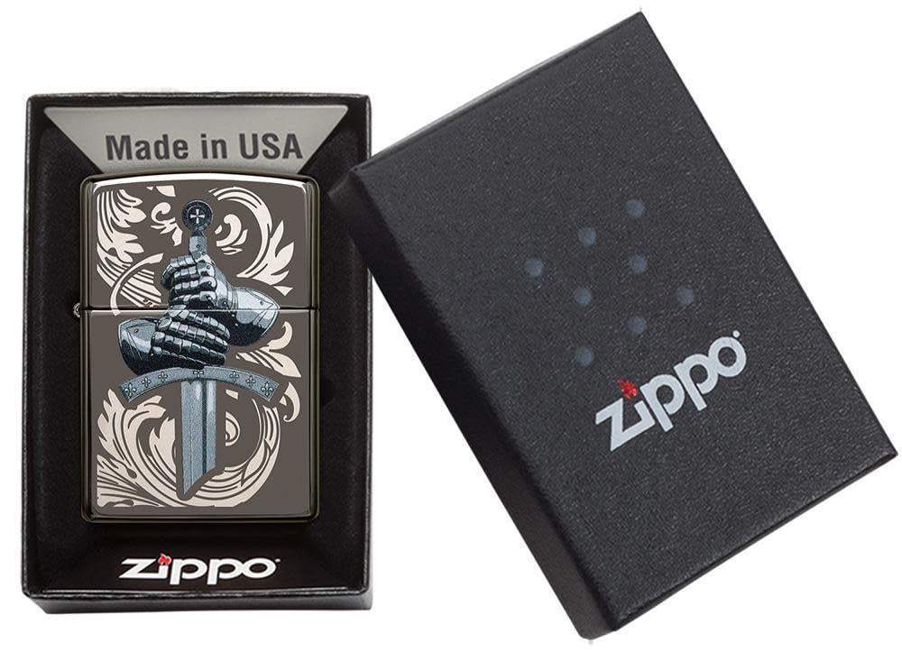 Zippo Knights Glove Design Black Ice Pocket Lighter