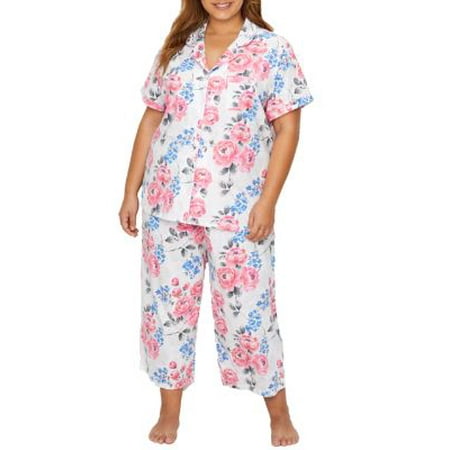 Karen Neuburger Womens Pajamas - Karen Neuburger Plus Size Girlfriend Knit Capri Pajama Set