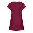 thumbnail image 4 of Bigersell Womens Dresses Women's Fashion Casual Summer Solid Color Round Neck Short Sleeve Dress Girls Dresses Women Skater Dresses, Style 24240, Wine L, 4 of 8