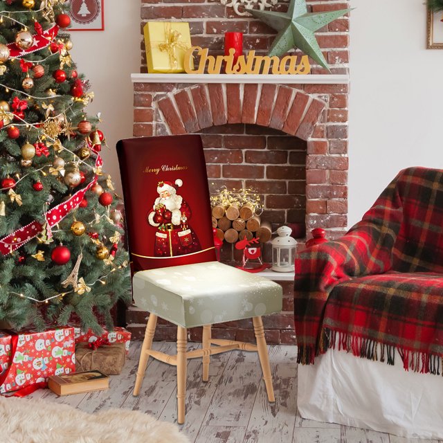 Puntoco Fundas para sillas navideñas Fundas para sillas de comedor con respaldo alto y cobertura total Fundas para sillas decorativas elásticas de ambiente