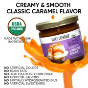 King's Cupboard Organic Caramel Sauce, 7.7 oz - The Perfect Sauce for Ice Cream, Fruit Dip, Topping Desserts, Caramel Drizzle for Coffee - Gluten-Free, Kosher, Organic, All Natural
