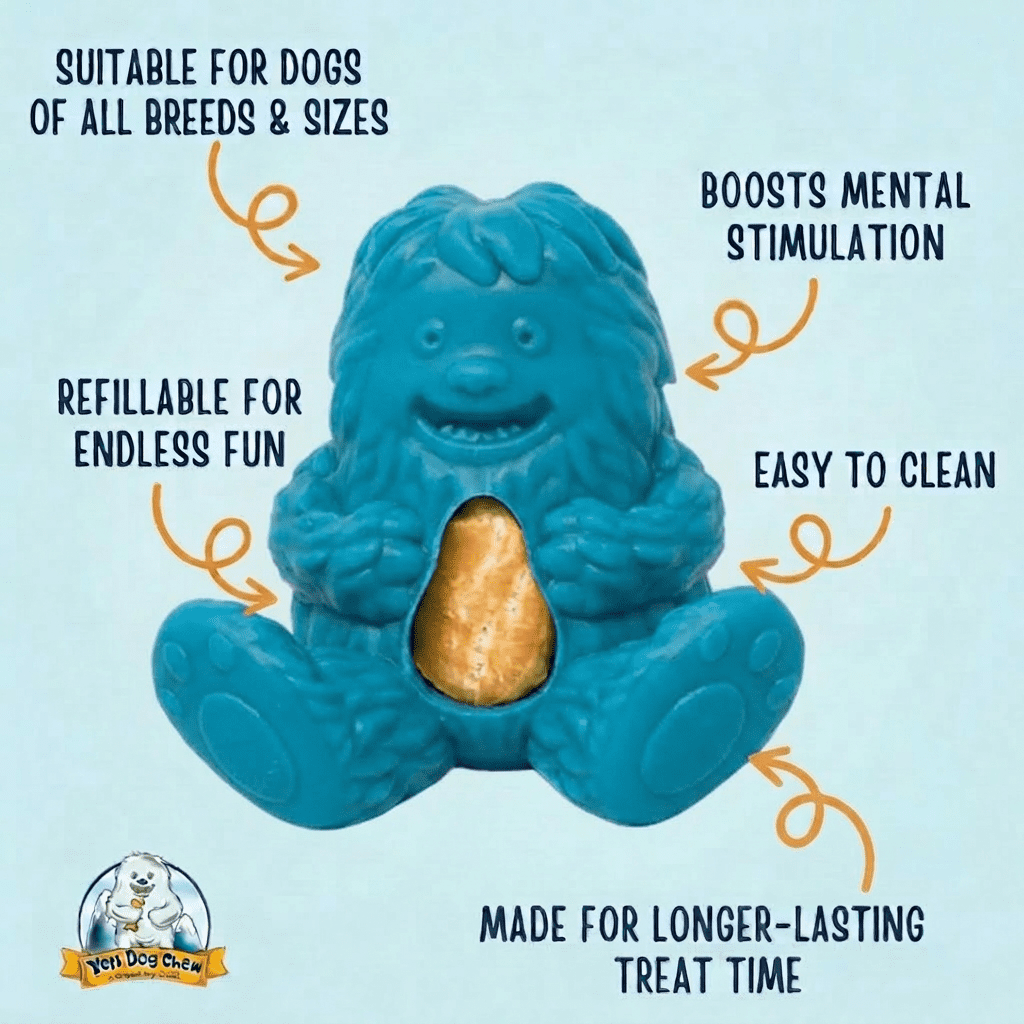 Yeti Puff and Play Interactive Treat Dispensing Dog Toy, Blue