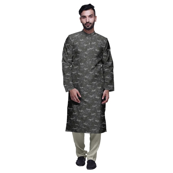 Atasi Printed Chinese Collar Casual Kurta With Churidar Mens Kurta Shirt