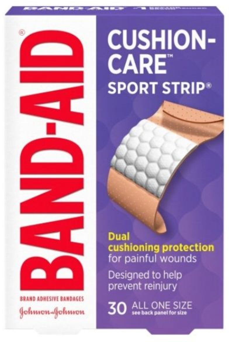 Band-Aid Brand Cushion Care Sport Strip Adhesive Bandages, 30 ct (Pack of 3)