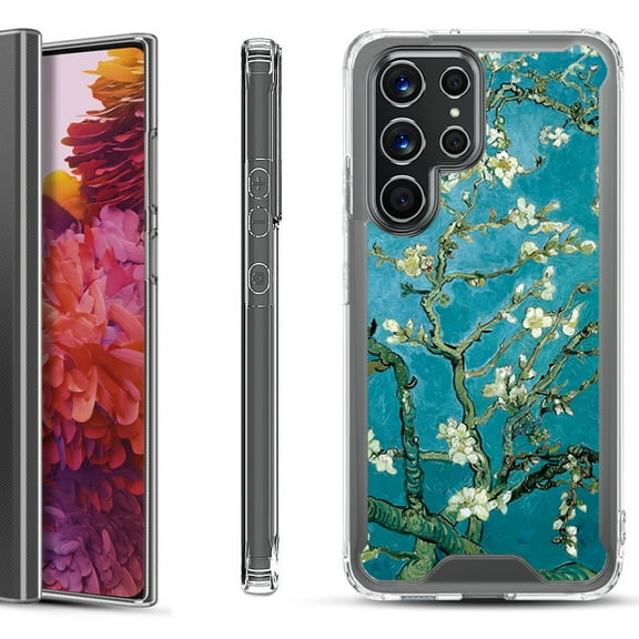 Shockproof Bumper Phone Case for Samsung Galaxy S22 Ultra 5G, by OneToughShield ® - Almond Blossom