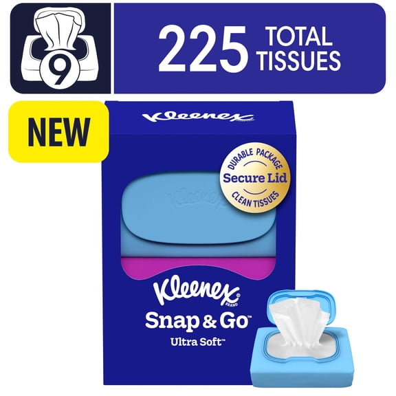 Kleenex Snap & Go Ultra Soft Facial Tissues, 9 On-the-Go Packs
