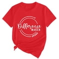thumbnail image 2 of Tittly T Shirts for Women Tshirts Shirts Women's Difference Maker Para Printed T Shirt Cotton Round Neck Casual Short Sleeves Graphic Tees Summer Tops Red S, 2 of 4