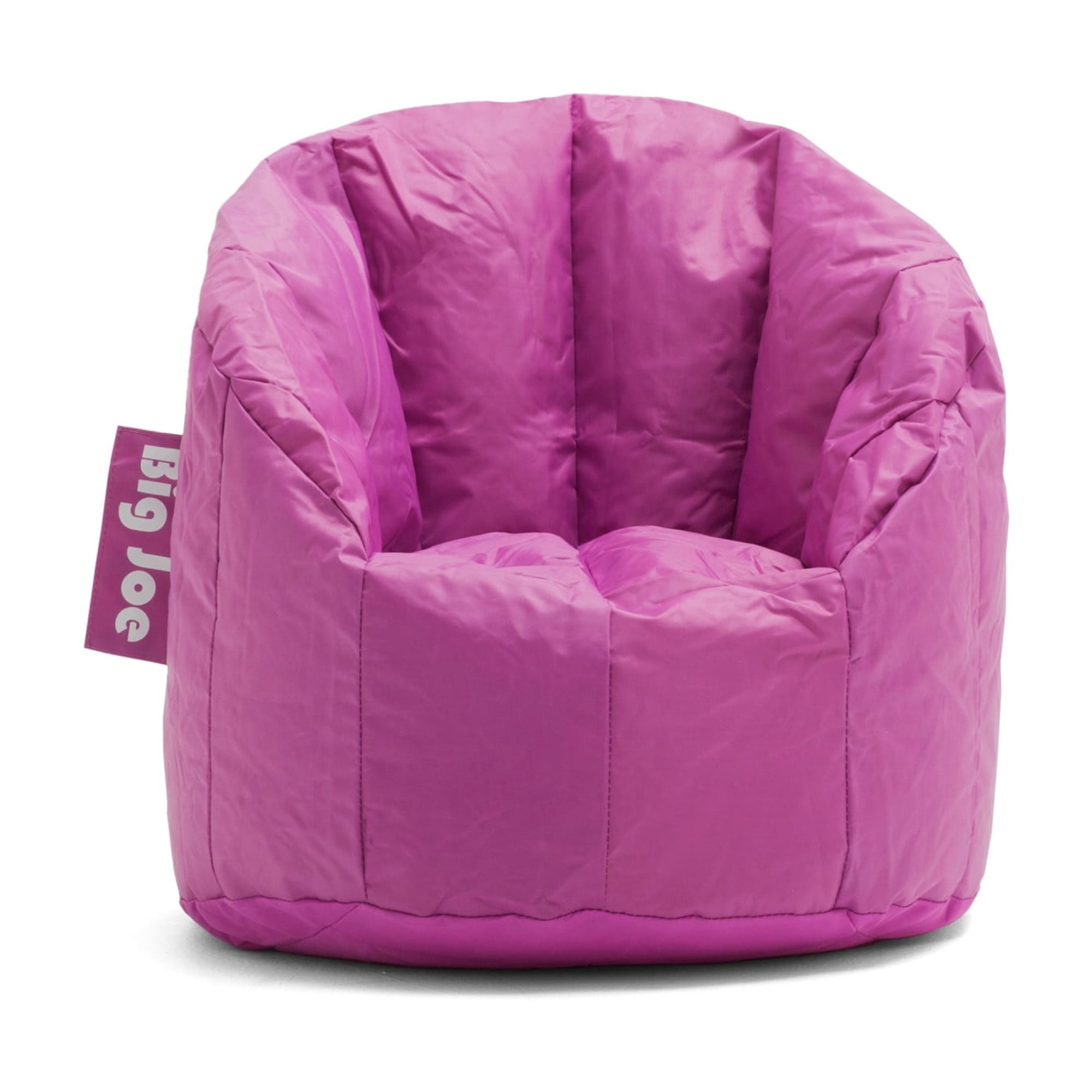 Big Joe Milano Child-Sized Bean Bag Chair for Kids Bedroom and Reading Nook, Pink Passion, Durable Easy-Clean Polyester Nylon Blend, Refillable
