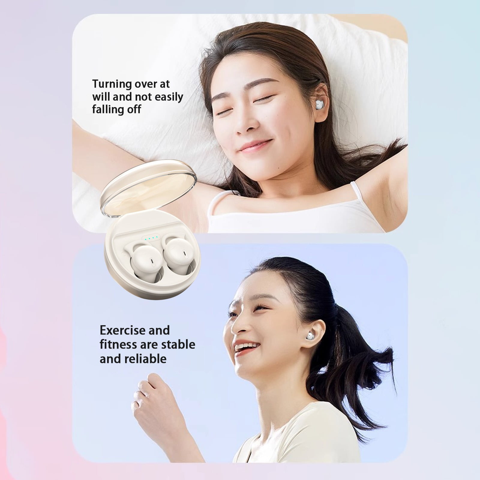 Weloille Sleep Earbuds Wireless Bluetooth Headset Bluetooth 5.3 Mini In Ear Dual Microphone Wearable Earphones For Sleeping