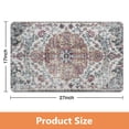 thumbnail image 4 of Boho Bathroom Rug, Vintage Distressed Kitchen Mat, Non-Slip Oriental Entryway Door Mat Low-Pile Floor Carpet for Bedroom Laundry Bedside, Washable Small Bath Rug 17"x27"Grey-Orange, 4 of 4