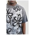 thumbnail image 3 of La camiseta vintage con estampado de grafiti floral de Saint Louis es moderna y versátil, de algodón puro lavado de manga corta de High Street, 3 of 6