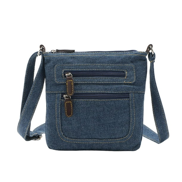 Bolso de mezclilla informal, bolso de compras, moderno bolso de almacenamiento con cremallera para mujer, oficina