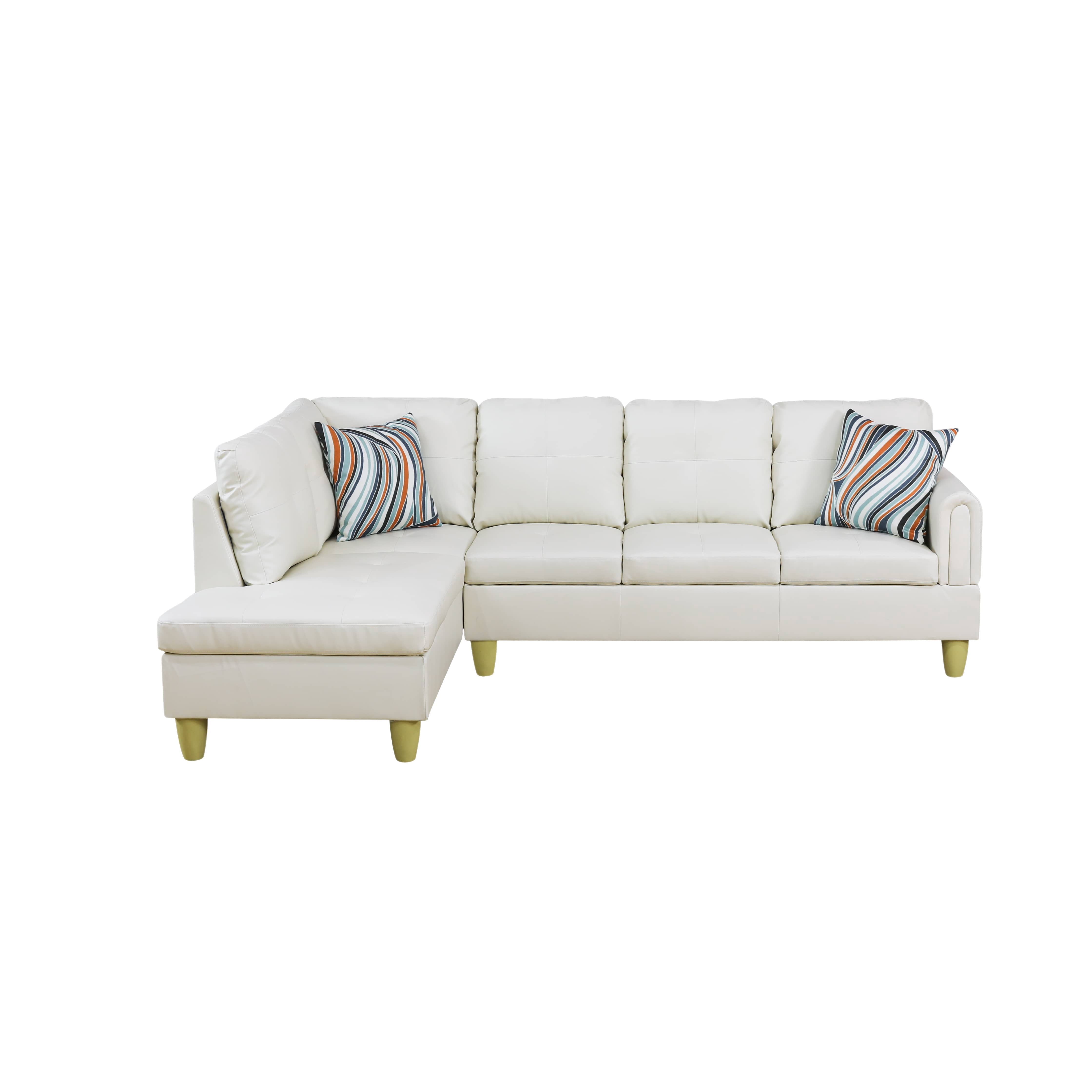MAYEERTY White Modern 3-Piece Couch Crisp Tone Bright Fresh Living Room Ambiance