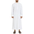 thumbnail image 1 of INCERUN Men's Long Sleeve Button Up Stand Collar Kaftan Solid Color Middle East Kaftan Robe, 1 of 10