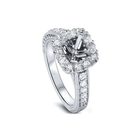 1/2ct Cushion Cut Halo Diamond Vintage Engagement Ring (Best Setting For Cushion Cut Diamond)