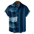 thumbnail image 2 of IROINNID Christmas Funny T-Shirt for Men Snowflake Print Hawaiian Tops Xmas Vacation Holiday Gift Button Up Shirt,Blue, 2 of 7