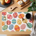 thumbnail image 2 of Happy Easter Placemats Set of 6, Watercolor Red Blue Yellow Pink Stripes Bowknot Floral Eggs Non-Slip Place Mats Washable Table Mats for Kitchen Dining Table Decorations Indoor/Outdoor, 2 of 9