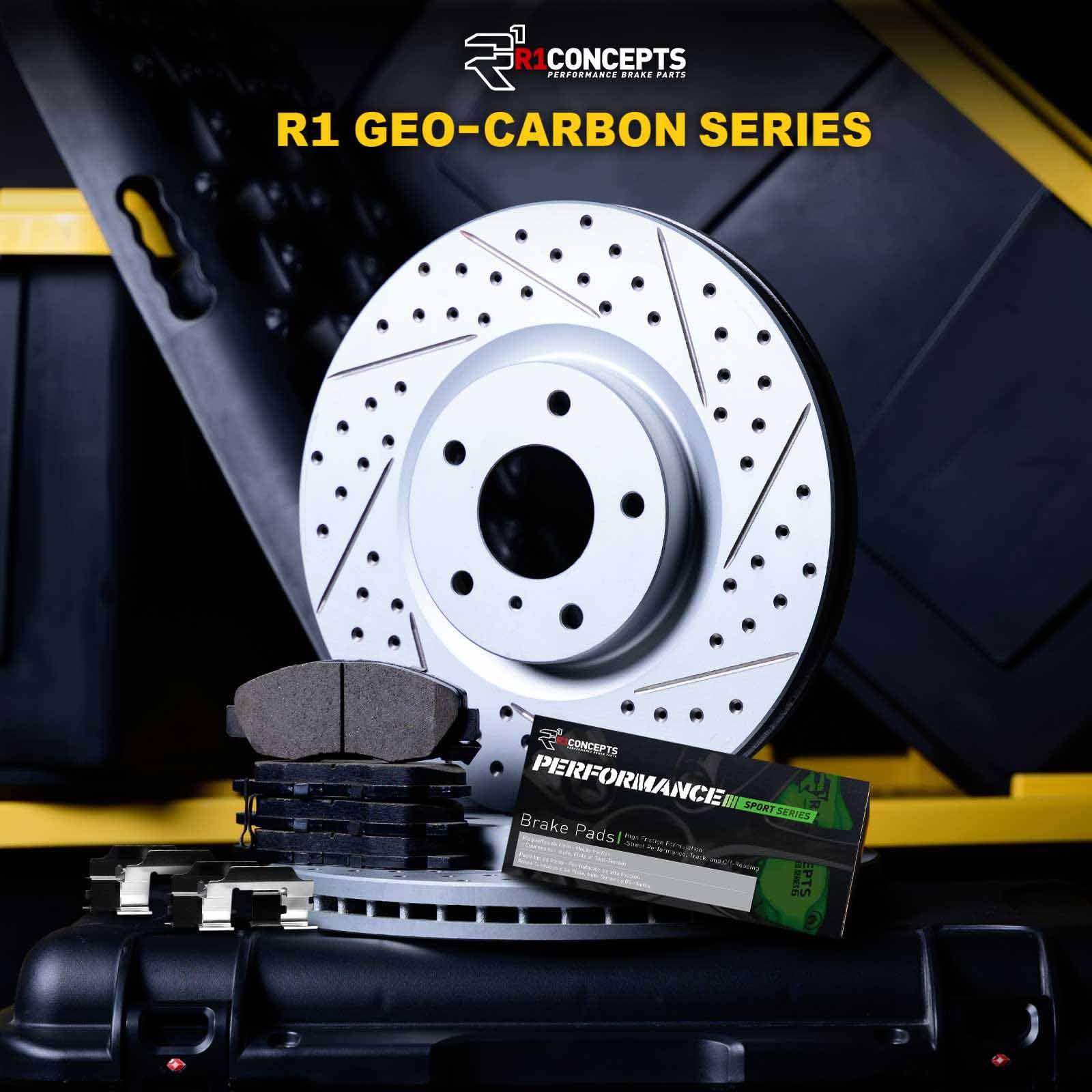 R1 Concepts Front Brakes and Rotors Kit |Front Brake Pads| Brake Rotors and Pads| Peformance Sport Brake Pads and Rotors |Hardware WBSH1-03013
