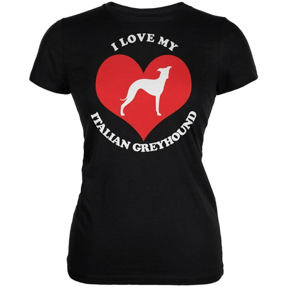 Valentines I Love My Italian Greyhound Black Juniors Soft T-Shirt - Large