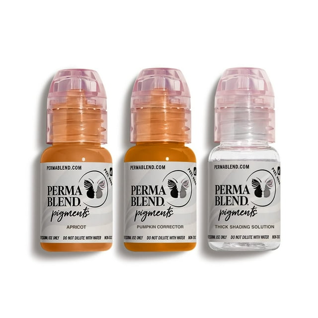 Perma Blend - Eyebrow Warm Modifier Tattoo Kit - Makeup Kit for Microblading & Permanent Eyeliner - Professional Tattoo Ink - Apricot, Pumpkin Corrector & Shading Solution (0.5 oz,
