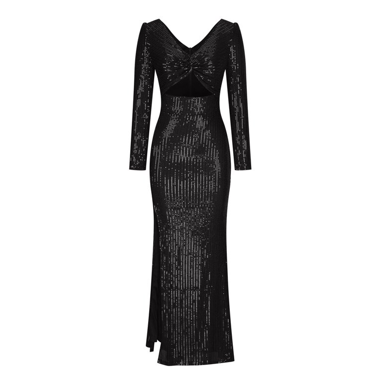 slim fit dress slacks Lady Black Tie - Ember Gown - Fitted Crystal & Satin Bodycon Dress main image 0