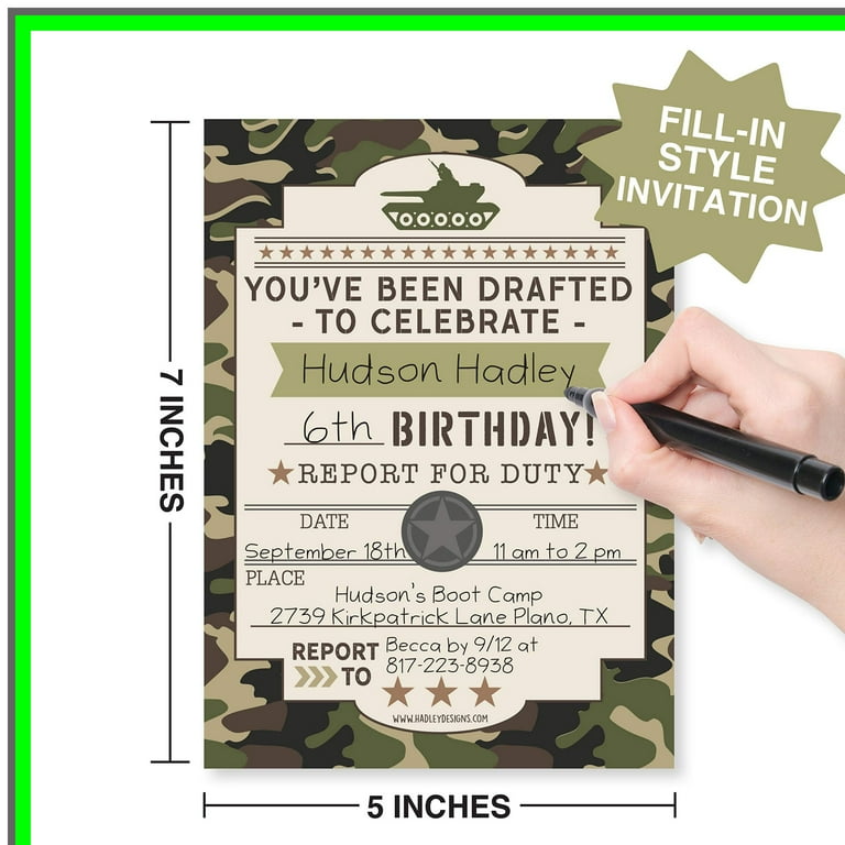 Camo Adventure Birthday Invitations for Boys - 25 Military-Themed Party Invites for an Exciting Army Birthday Celebration - Perfect for Kids' Birthday Parties - Walmart.com camo-adventure-birthday-invitations-for-boys-25-military-themed-party-invites-for-an-exciting-army-birthday-celebration-perfect-for-kids-birthday-parties-walmart-com