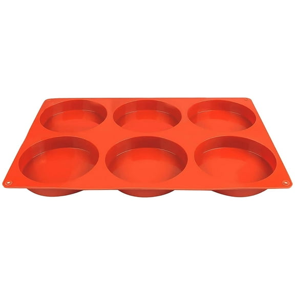 XIANXIAN 6 Cavity Silicone Egg Molds for Baking Muffin Top Pans, Non-Stick Large Disc Shape Round Molds for Hamburger Bun, English Muffin, Pies, Corn Bread, Egg Sandwich Breakfast