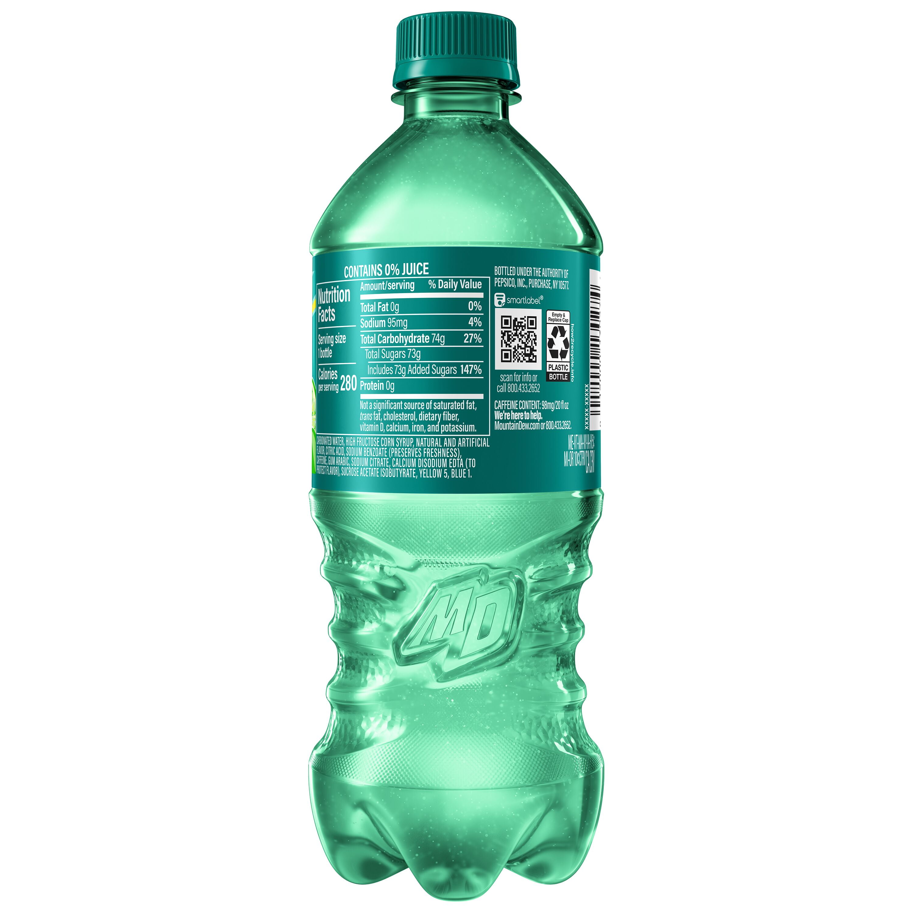 Mountain Dew Baja Blast Tropical Lime & Citrus Soda Pop, 20 fl oz, Bottle