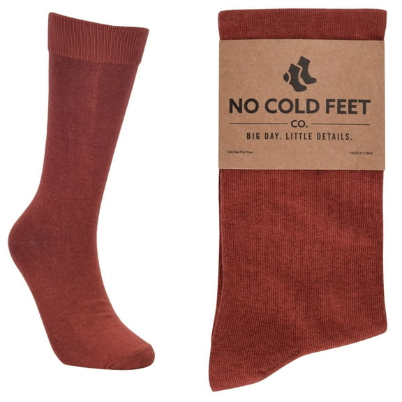 No Cold Feet Fun Colorful Novelty Dress Socks for Men, Solid Burnt Orange
