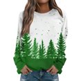 thumbnail image 2 of Women's Christmas Printed Round Neck Sweatshirt, Long Sleeve Casual Pullover Top, Raglan Sleeve Holiday Graphic Fall Winter Clothes,Green,4XL, 2 of 7