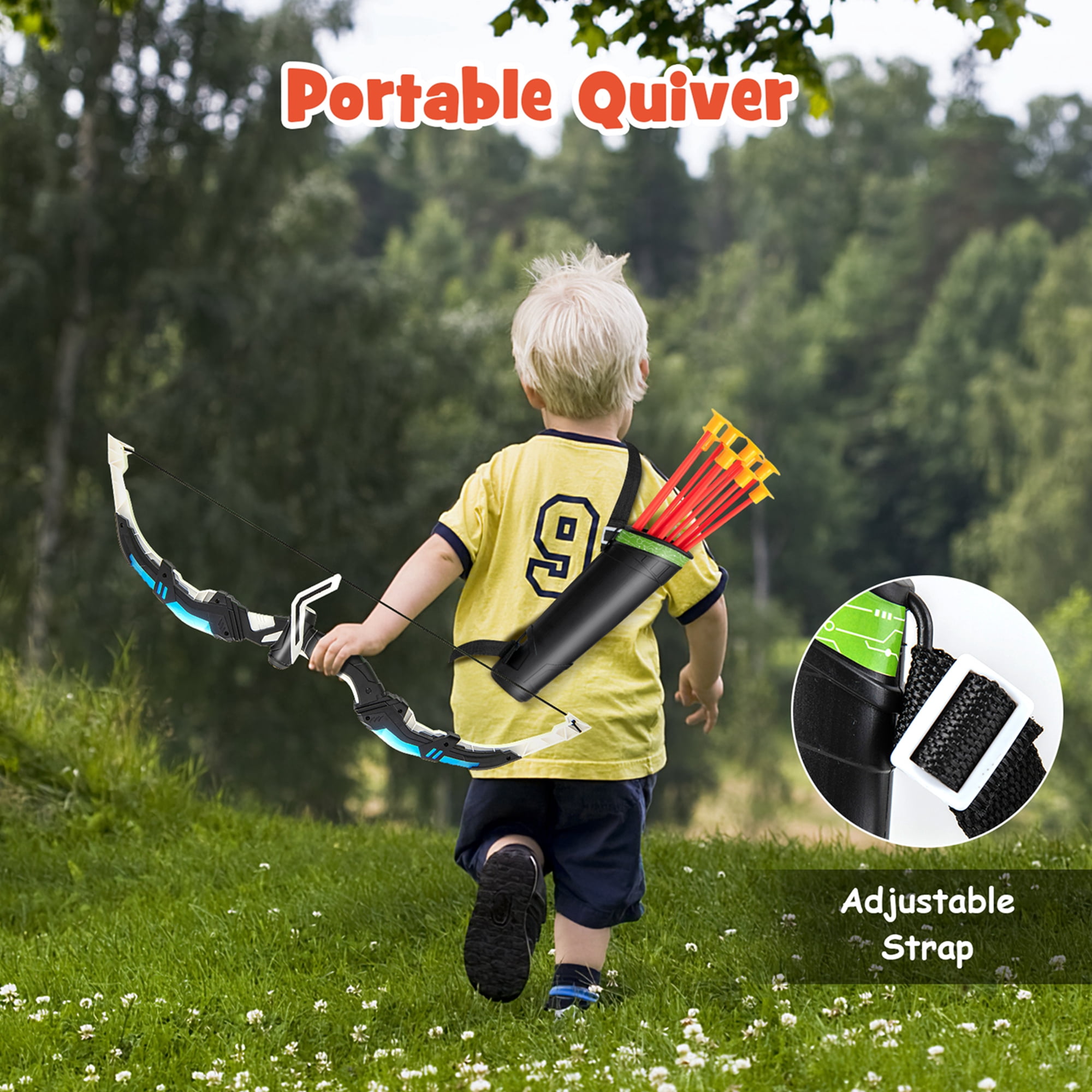Costway 2-Pack Bow and Arrow Set for Kids LED Light Up Archery Toy with 20 Suction Arrows