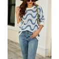 thumbnail image 2 of Liacowi Women Juniors Knitted Sweater Long Sleeve Contrast Color Pullover Retro Jumpers Tops Fall Loose Knitwear for Teen, 2 of 8