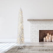 Home Heritage 7 ft Pre-Lit Artificial Christmas Tinsel Tree, 150 LED, White