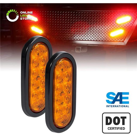 Custer Products CUPCPL50A 6 in. Amber Oval LED Trailer Tail Light, 4 LEDS
