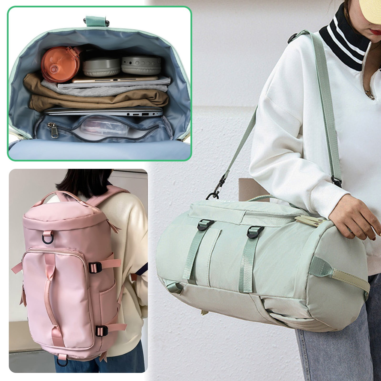 JAHH Gym Bag for Women Wet Pocket Overnight Bags Yoga Travel Swimming Camping Lightweight Men Sports Duffle Bag with Shoe Compartment