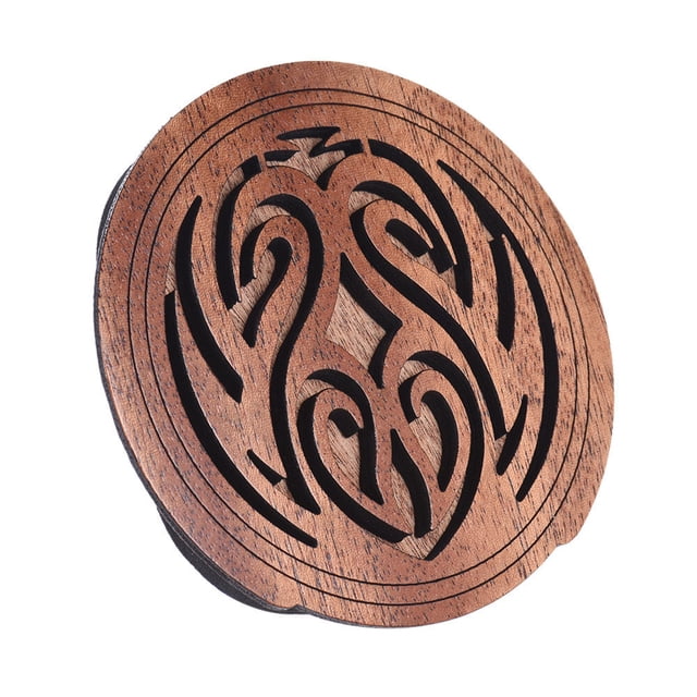 Graflsoa Mahogany Sound Hole Cover for 10cm Folk Guitars - Feedback Reducer & Decorative Protector with Removable Back Plate