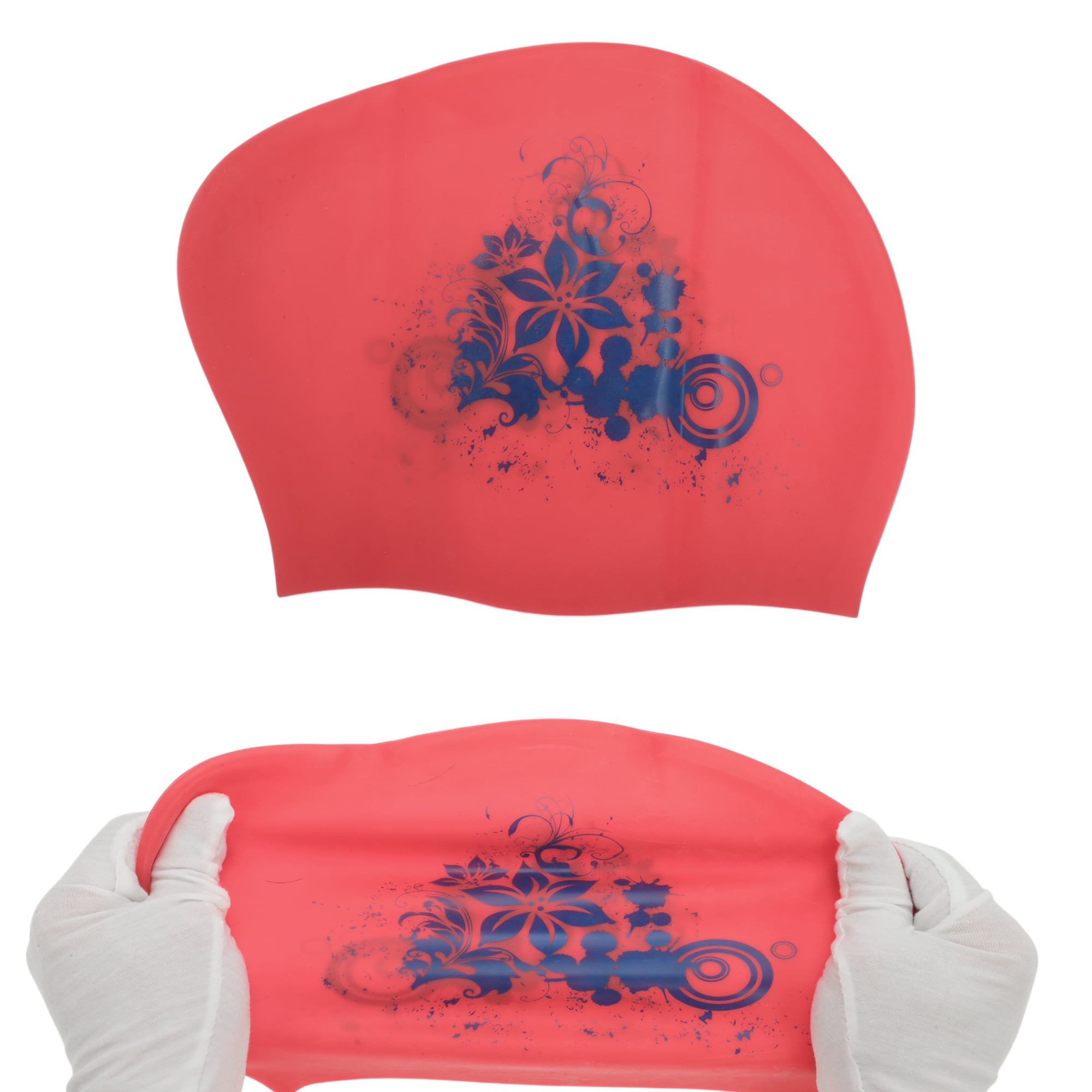 Unique Bargains Floral Pattern Swim Cap 1Pc Red