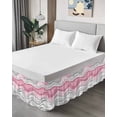 thumbnail image 4 of Pink Gray Bed Skirt King Size 16&nbsp;Inch Drop, Ombre Water Ripple Modern Abstract Geometric Wrap Around Dust Ruffle Bedskirts, Wrinkle & Fade Resistant Easy Fit Bedskirt with Adjustable Elastic, 4 of 8