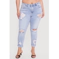 thumbnail image 3 of Women's Plus Size WAX Rolled Cuff Distressed Jeans, 3 of 4