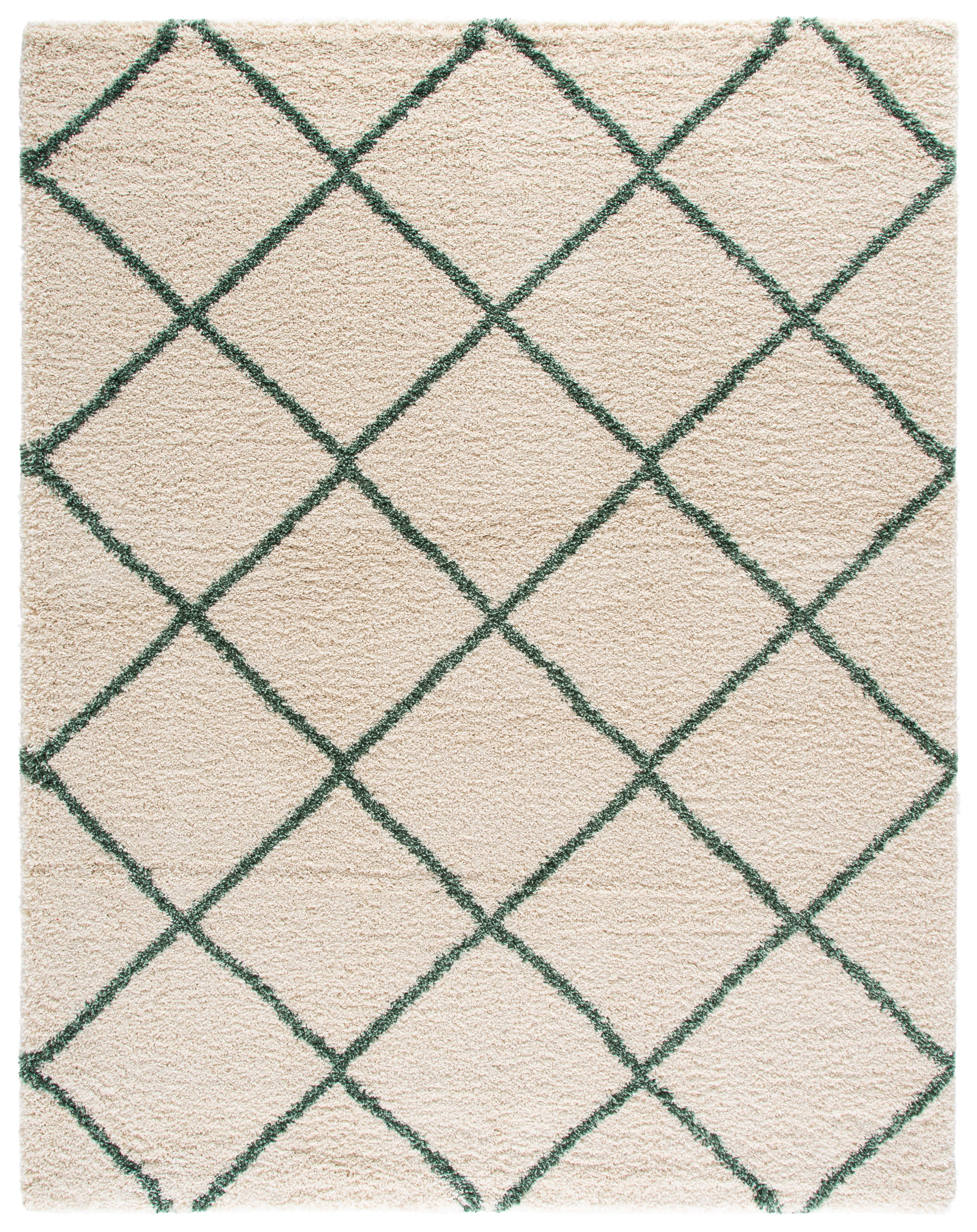 Safavieh Hudson Amias Geometric Shag Area Rug, Ivory/Green, 10' x 14'