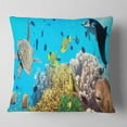 thumbnail image 2 of Designart Underwater Panorama with Sea Creatures - Photography Throw Pillow - 18x18, 2 of 5