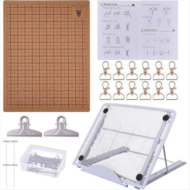 Tablero de Macramé de 30 X 40 cm y 100 Alfileres con Soporte Ajustable. Suministros para Tejer Pulseras Trenzadas con Cordón.