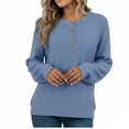 thumbnail image 4 of UAMVSH Womens Henley Sweaters Soft Long Sleeve Knit Pullover Dressy Casual Button Crewneck Jumper Tops Fashion Clothing, 4 of 4