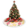 thumbnail image 4 of Christmas Tree Skirt, Cute Lemon Pink Yellow Christmas Tree Decorations Indoor, Tree Skirts Mat With Tassel Trim for Halloween New Year Holiday Christmas Party Decor 30 Inches, 4 of 7