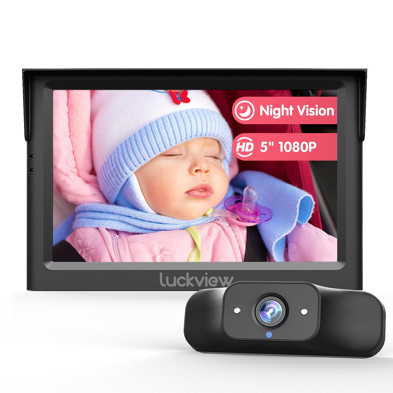 Luckview Baby Car Back Seat Camera 5 Inch Baby Car Monitor 1080P Baby