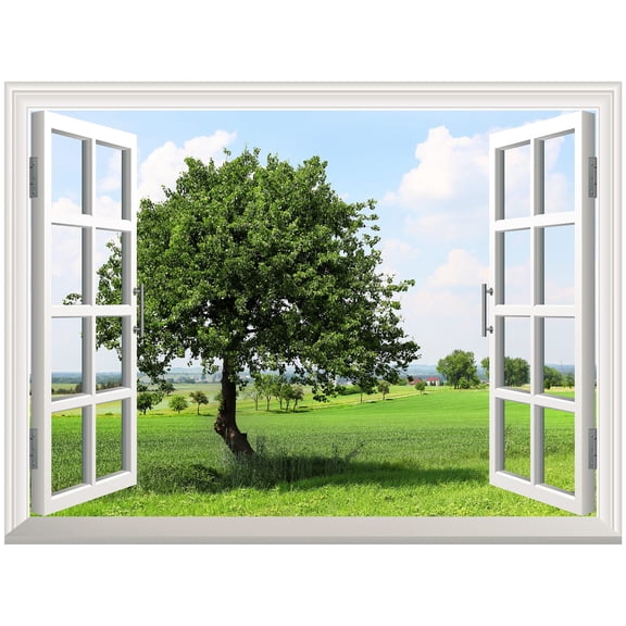 wall26 Removable Wall Sticker/Wall Mural - Spring on The Plains | Creative Window View Wall Decor - 36"x48"