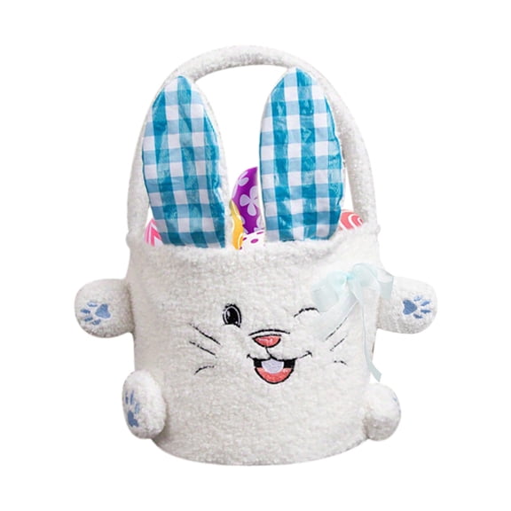 Easter Basket for Toddler, Woven Baby Easter Gifts basket with Handle, Empty Bunny Egg Basket for Girls Boys Kids Blue