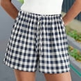 thumbnail image 2 of Cute Shorts, Comdrip Women Boxer Shorts Gingham Casual Lounge Sleep Plaid Shorts Beach Bottoms 2026 Trendy Pajama Shorts Women Light Blue 2XL, 2 of 4