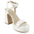 thumbnail image 4 of Delicious Shoes Women Block High Heel Buckle Ankle Strap Open Toe Platform MUFFIN-S Cream White Patent 6.5, 4 of 5
