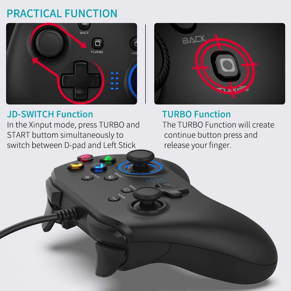 Windows 10/8/7 Android BIMONK Game Controller Wired PC Gamepad mit Dual Vibration PC Gaming Controller für PS3 Laptop Switch TV Box 